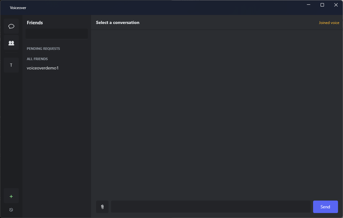 Friends list showing an accepted friend